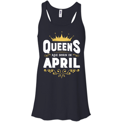 Queens Are Born In April-T-Shirt & Hoodie-Women's Flowy Racerback Tank-Midnight