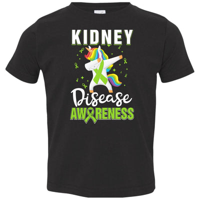 Inspirational Kidney Disease Awareness Unicorn Support Youth-Youth Shirt-Toddler T-Shirt-Black