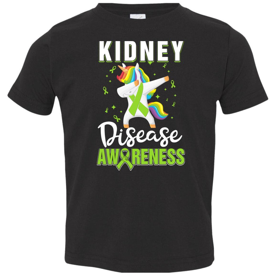 Inspirational Kidney Disease Awareness Unicorn Support Youth-Youth Shirt-Toddler T-Shirt-Black
