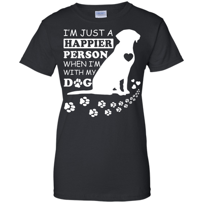 I'm Just A Happier Person When I'm With Dog-T-Shirt & Hoodie-Women's T-Shirt-Black