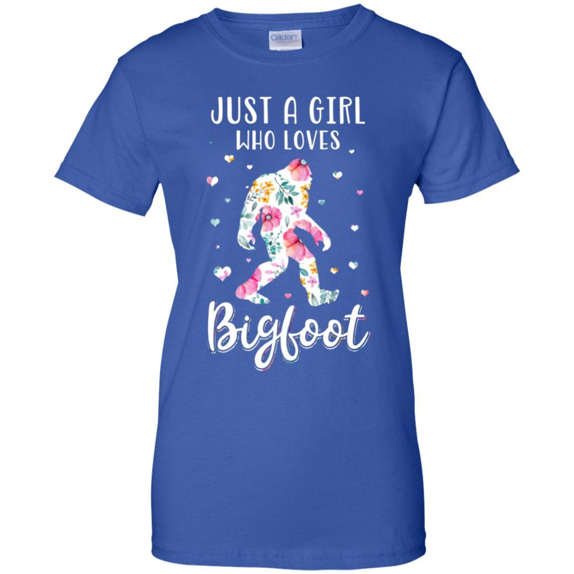 Flower Just A Girls Who Loves Bigfoot-T-Shirt & Tank Top-Women's T-Shirt-Royal