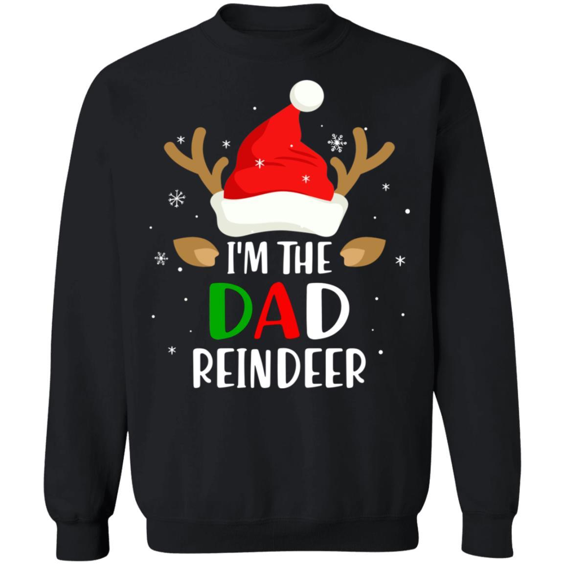 I'm The Dad Reindeer Matching Family Christmas-T-Shirt & Sweatshirt-Crewneck Sweatshirt-Black
