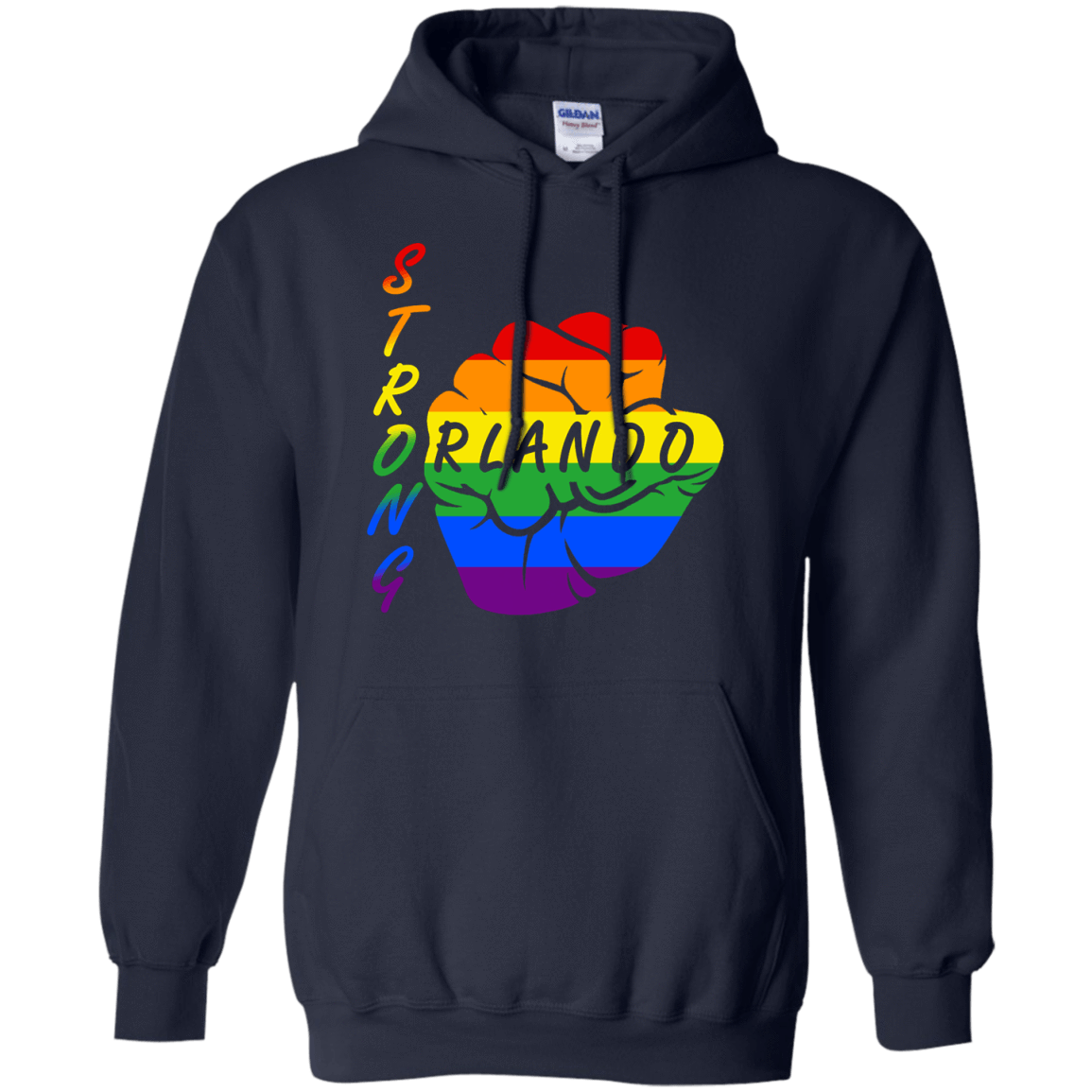 Strong Orlando LGBT-T-Shirt & Hoodie-Pullover Hoodie-Navy
