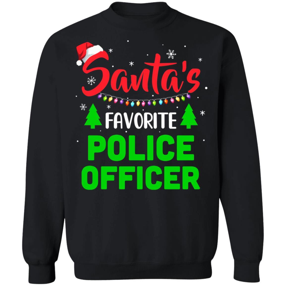Santa's Favorite Police Officer Funny Christmas Xmas Gifts-T-Shirt & Sweatshirt-Crewneck Sweatshirt-Black