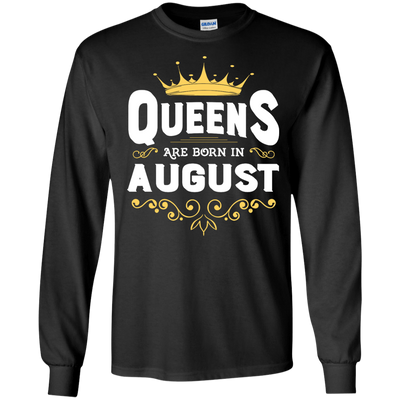 Queens Are Born In August-T-Shirt & Hoodie-Long Sleeve T-Shirt-Black