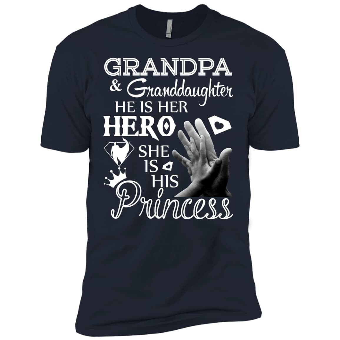 Grandpa & Granddaughter He Is Her Hero-T-Shirt & Hoodie-Premium T-Shirt-Midnight Navy