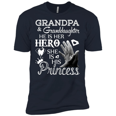 Grandpa & Granddaughter He Is Her Hero-T-Shirt & Hoodie-Premium T-Shirt-Midnight Navy