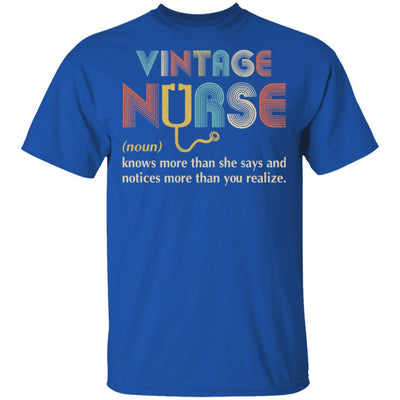 Vintage Nurse Noun Knows More Than She Says-T-Shirt & Hoodie-Classic T-Shirt-Royal