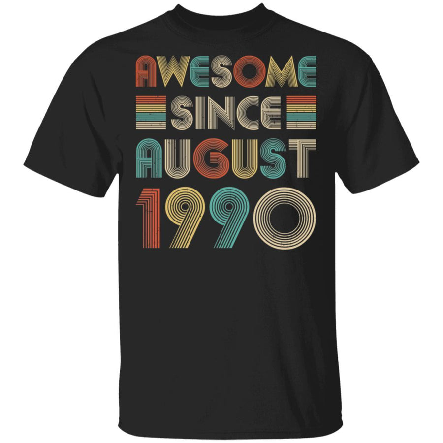 Awesome Since August 1990 Vintage 31th Birthday Gifts-T-Shirt & Hoodie-Classic T-Shirt-Black