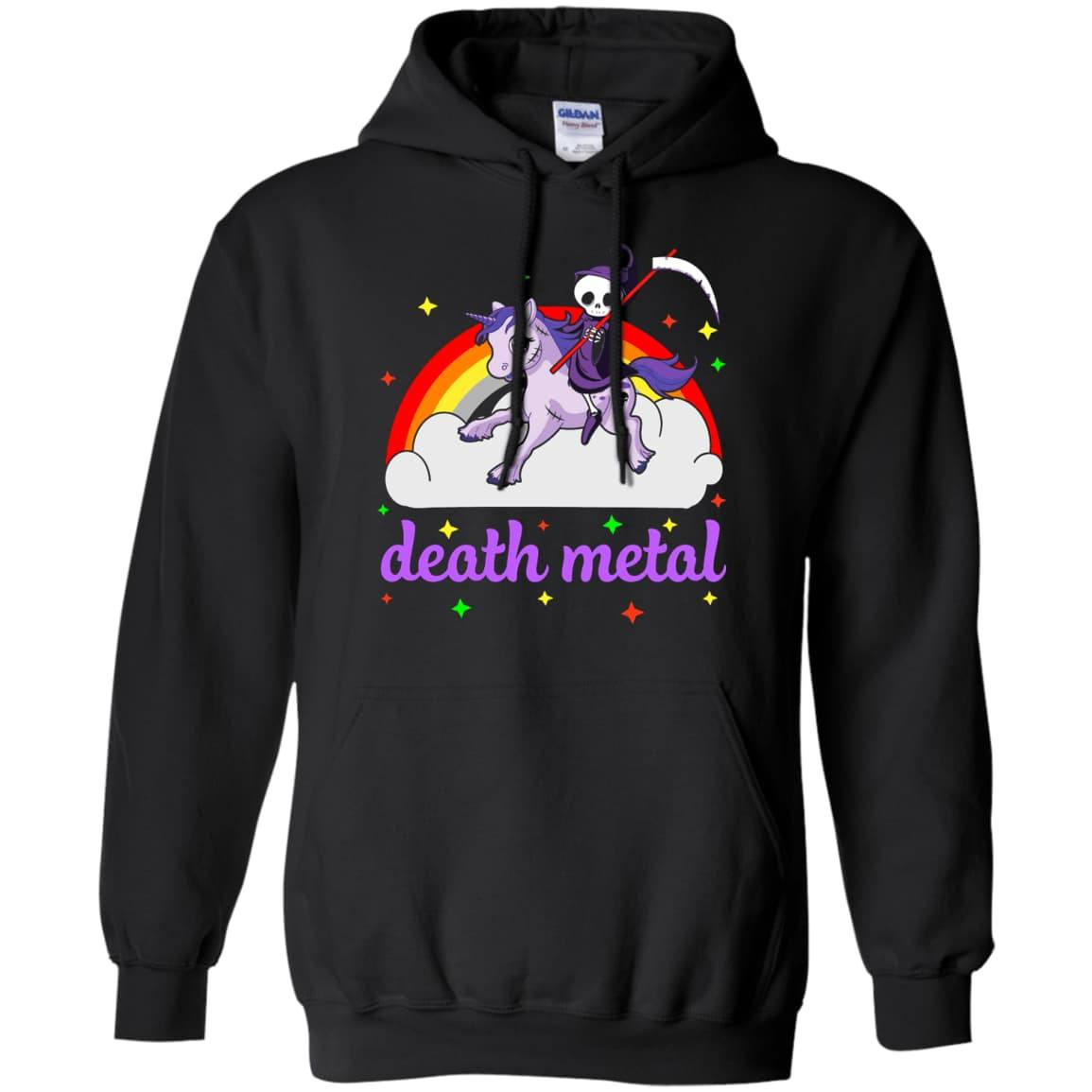 Death Metal Rocker Unicorn-T-Shirt & Hoodie-Pullover Hoodie-Black