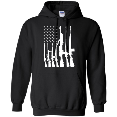 Rifle American Flag Machine Gun Rights-T-Shirt & Hoodie-Pullover Hoodie-Black