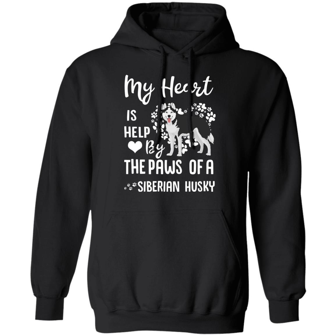 My Heart Is Held By The Paws Of A Siberian Husky Lover-T-Shirt & Hoodie-Pullover Hoodie-Black