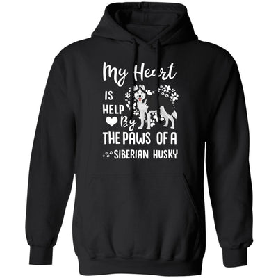 My Heart Is Held By The Paws Of A Siberian Husky Lover-T-Shirt & Hoodie-Pullover Hoodie-Black