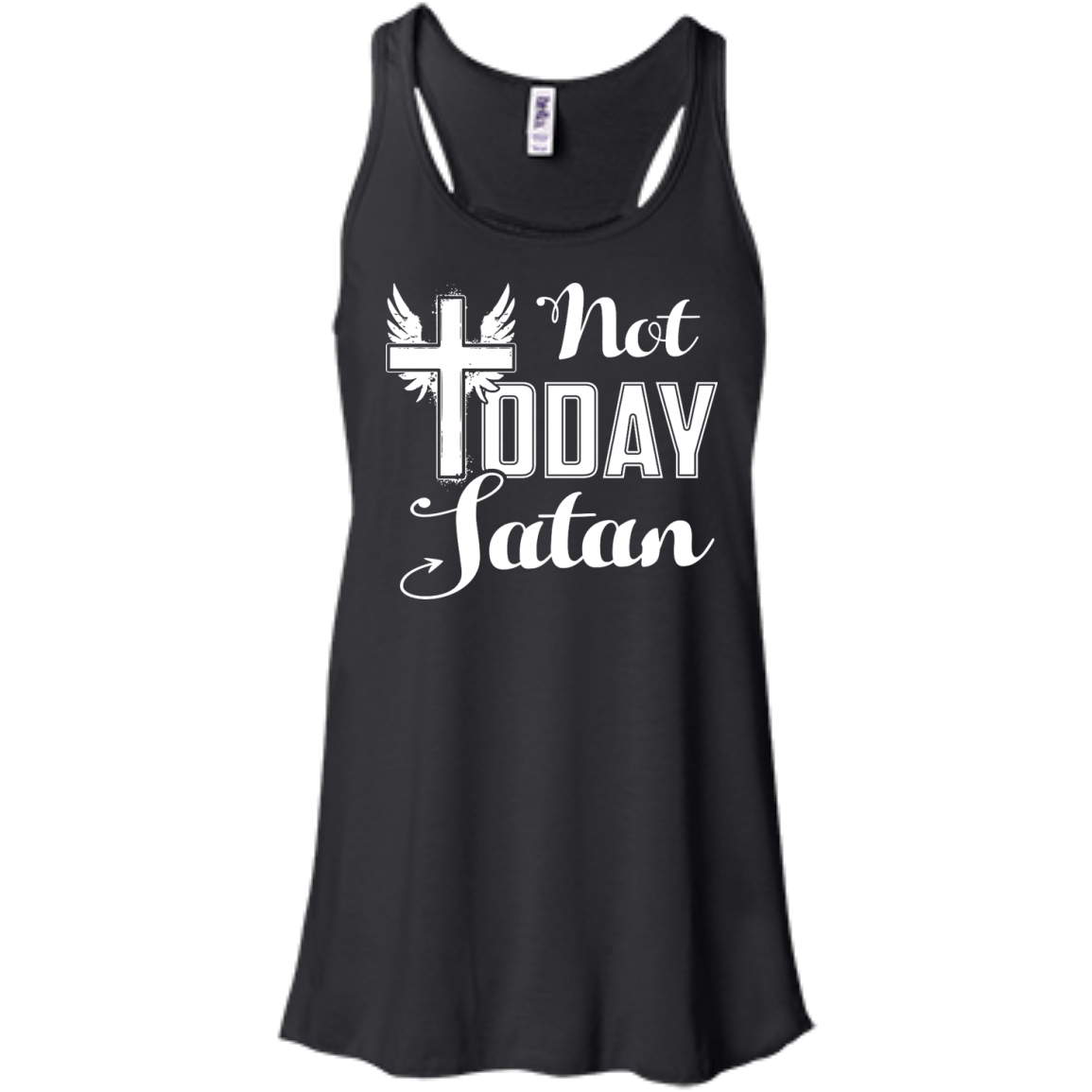 Not Today Satan-T-Shirt & Hoodie-Women's Flowy Racerback Tank-Black