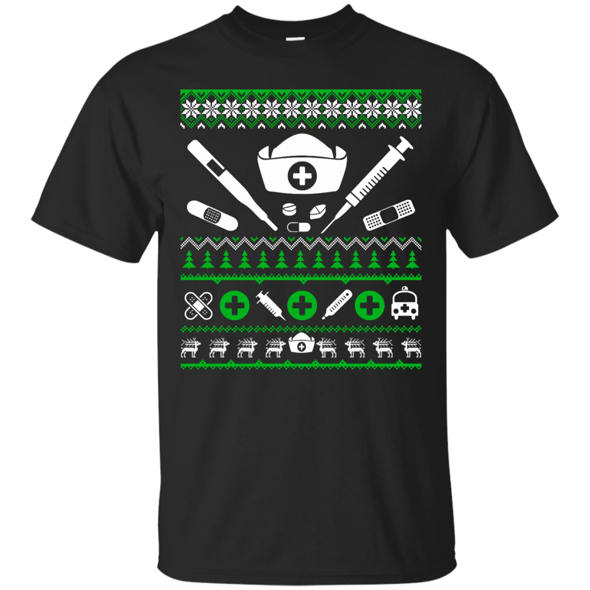 Nurse Christmas Sweater-T-Shirt & Hoodie-Classic T-Shirt-Black