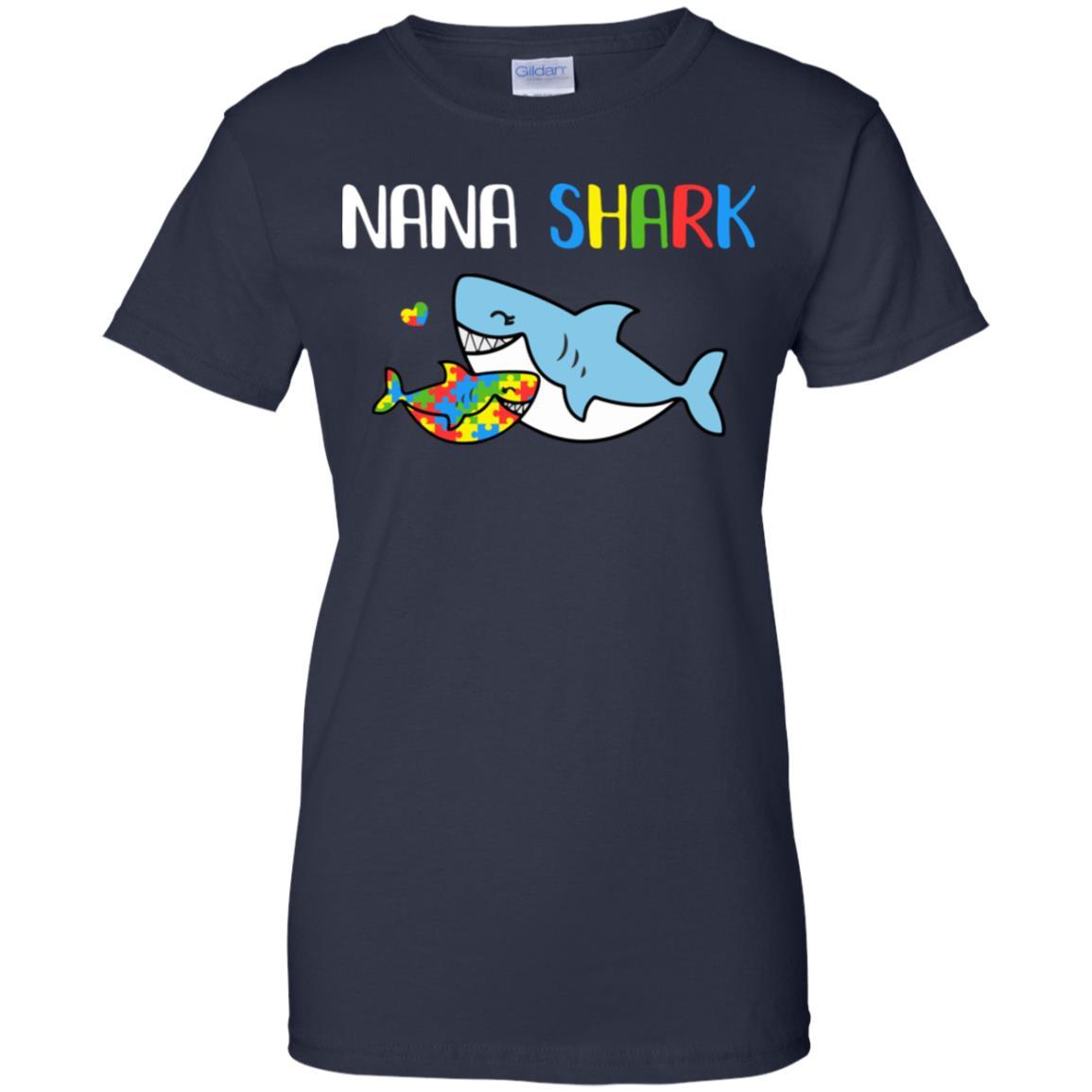 Nana Shark Support Autism Awareness For Grandchild-T-Shirt & Hoodie-Women's T-Shirt-Navy