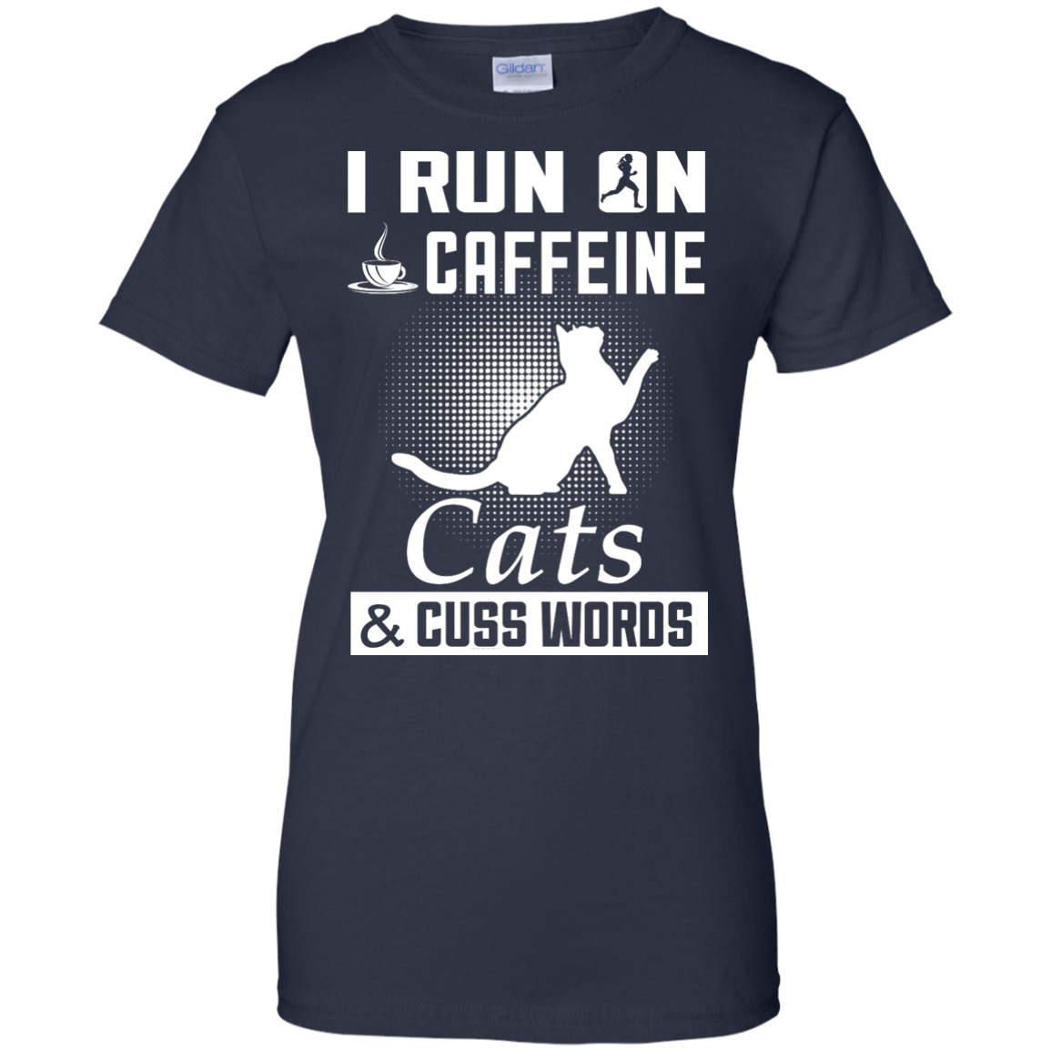 I Run On Caffeine Cats And Cuss Words-T-Shirt & Hoodie-Women's T-Shirt-Navy