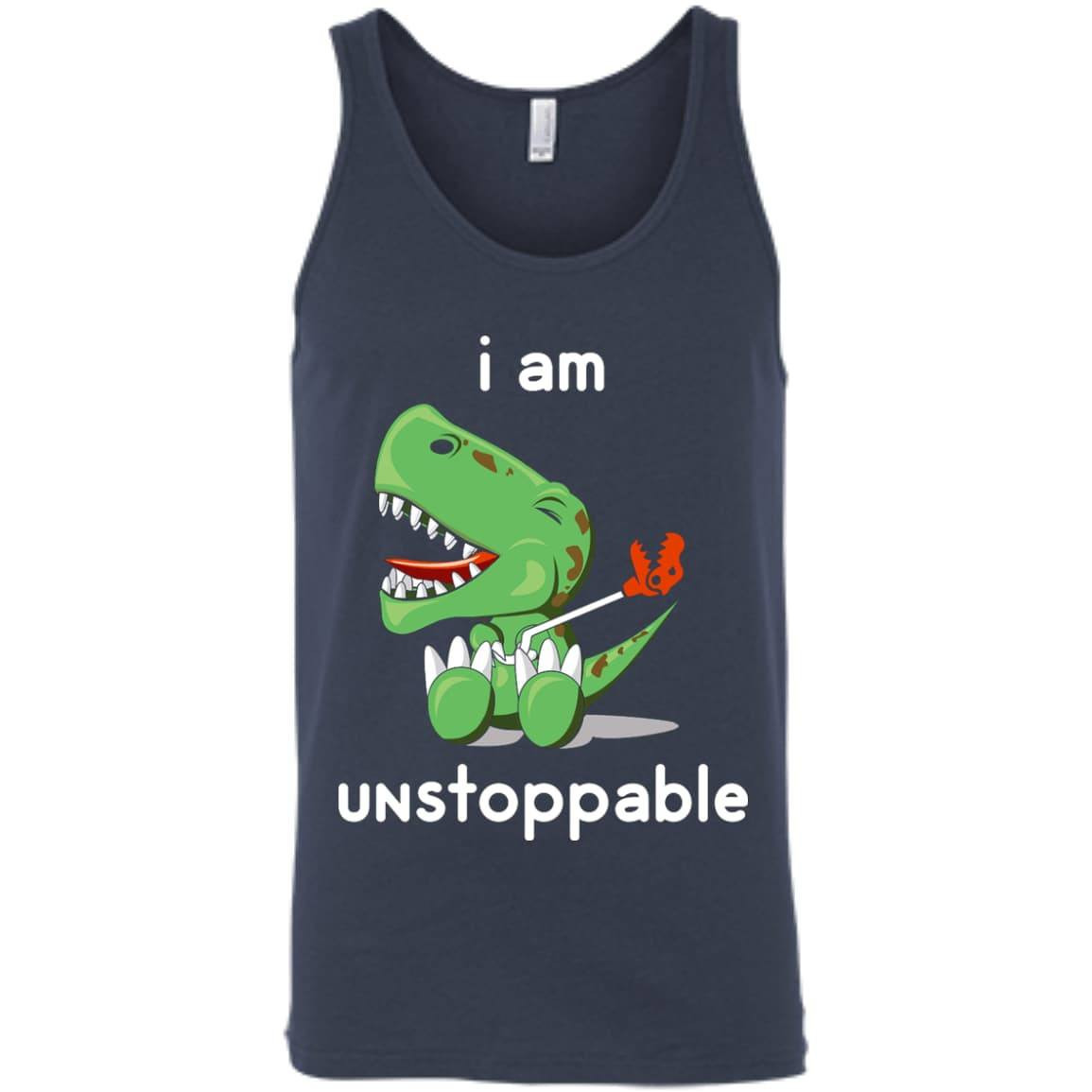I Am Unstoppable Funny T-Rex Dinosaur-T-Shirt & Hoodie-Unisex Tank-Navy