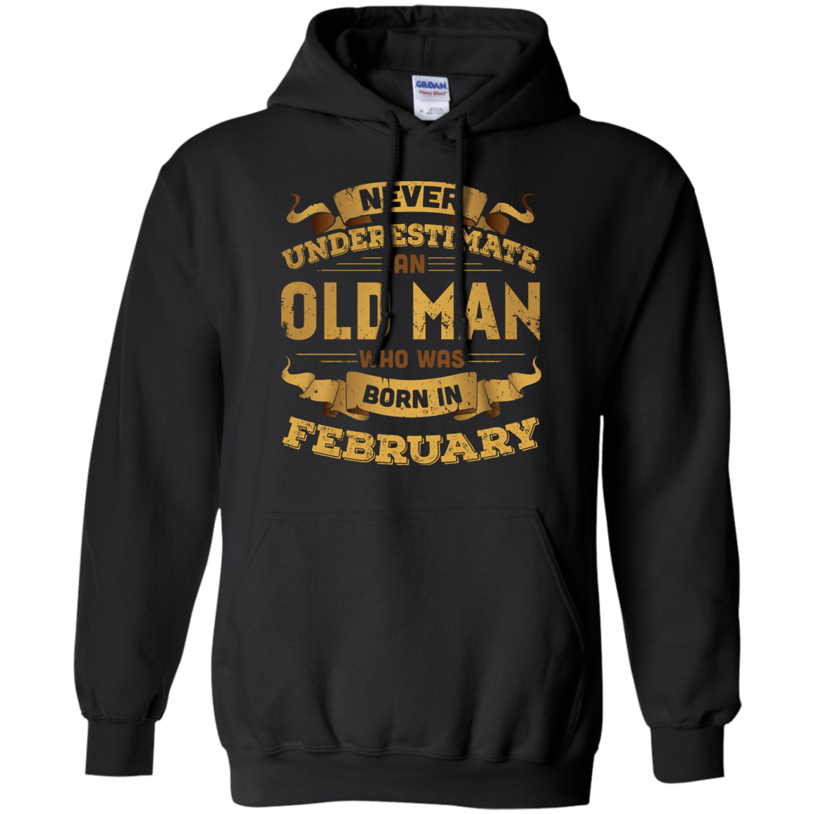 Never Underestimate An Old Man Who Was Born In February-T-Shirt & Hoodie-Pullover Hoodie-Black