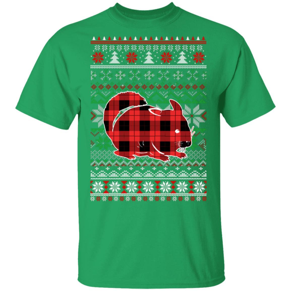 Chinchilla Red Plaid Ugly Christmas Sweater Funny Gifts-T-Shirt & Sweatshirt-Classic T-Shirt-Irish Green
