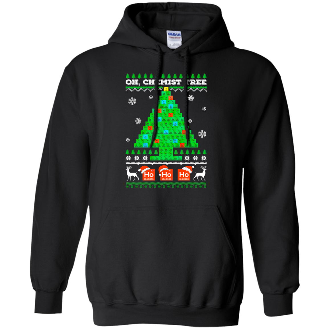 Oh Chemistry Tree Science Christmas Ugly Sweater-T-Shirt & Sweatshirt-Pullover Hoodie-Black