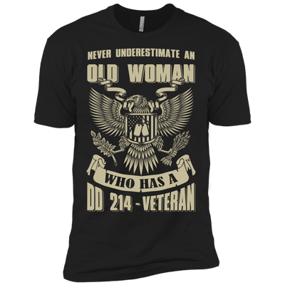 Never Underestimate An Old Woman Who Has A DD-214 Veteran-T-Shirt & Hoodie-Premium T-Shirt-Black