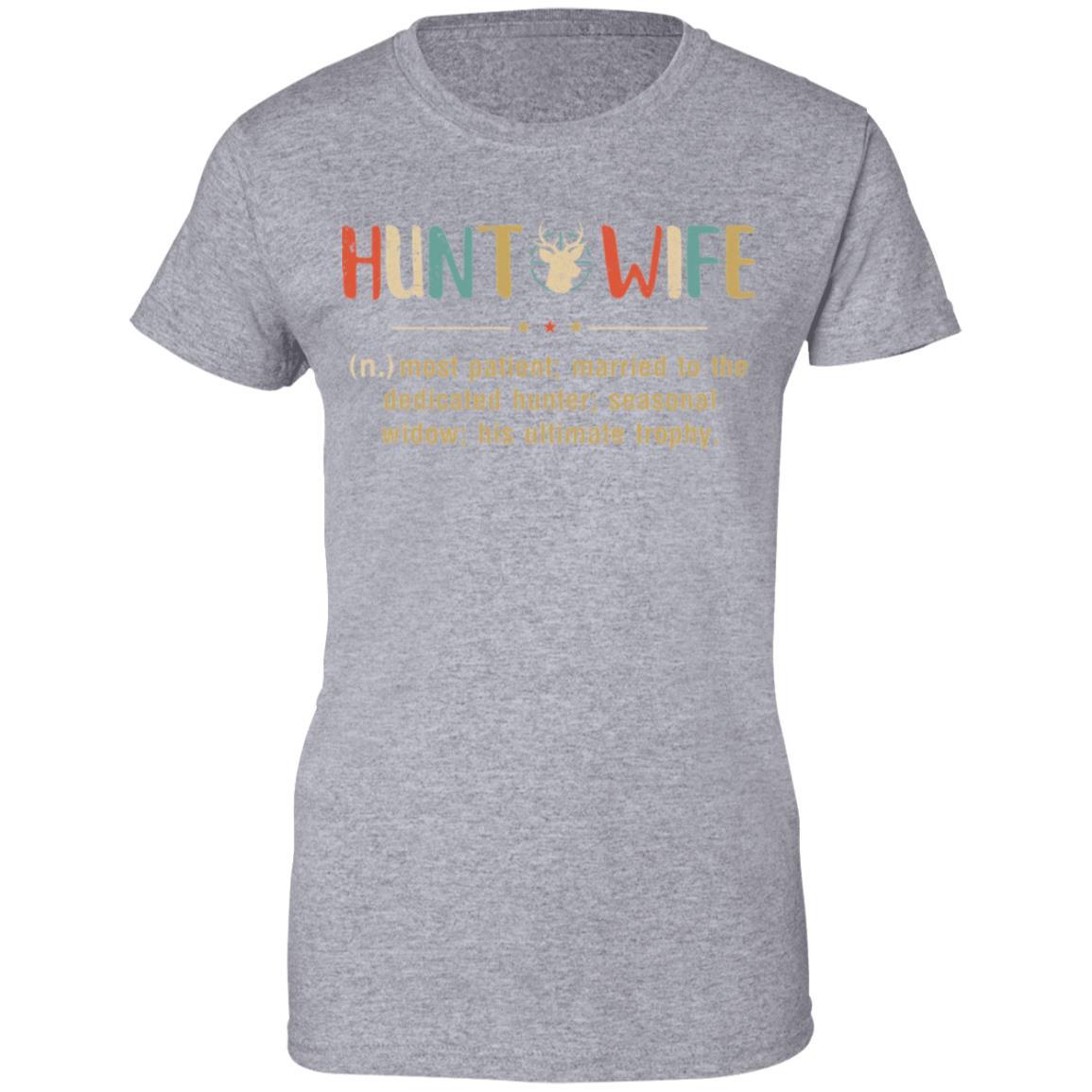 Vintage Funny Hunting Husband Hunt Wife Most Patient Married-T-Shirt & Hoodie-Women's T-Shirt-Sport Grey