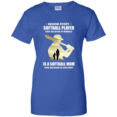 Behind Every Softball Player Is A Mom That Believes-T-Shirt & Hoodie-Women's T-Shirt-Royal