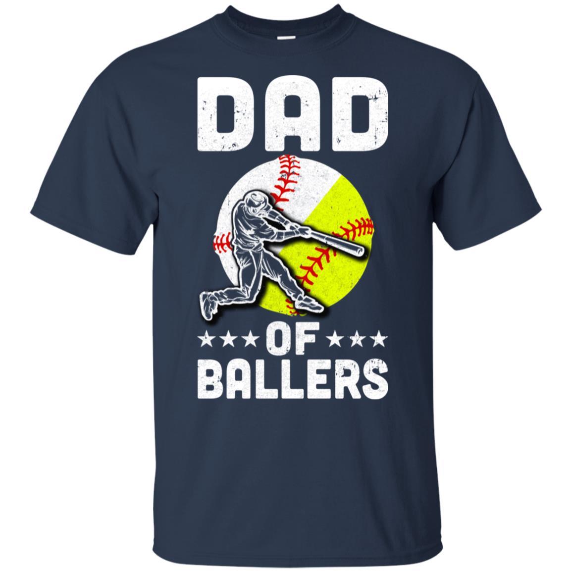 Dad Of Ballers Funny Dad Baseball Softball Fathers Day-T-Shirt & Hoodie-Classic T-Shirt-Navy