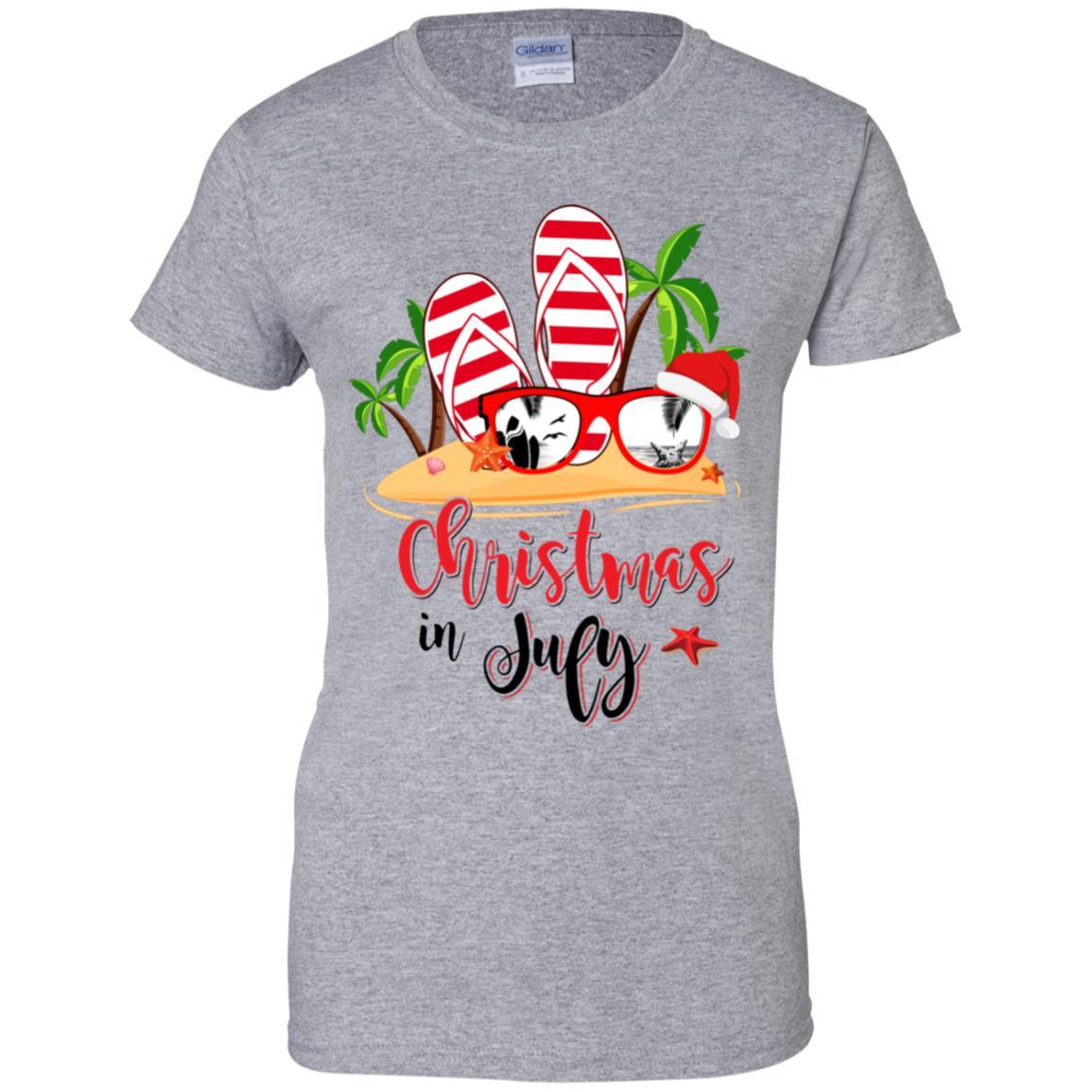 Flip Flop Sunglasses Christmas In July Summer Beach Vacation-T-Shirt & Tank Top-Women's T-Shirt-Sport Grey