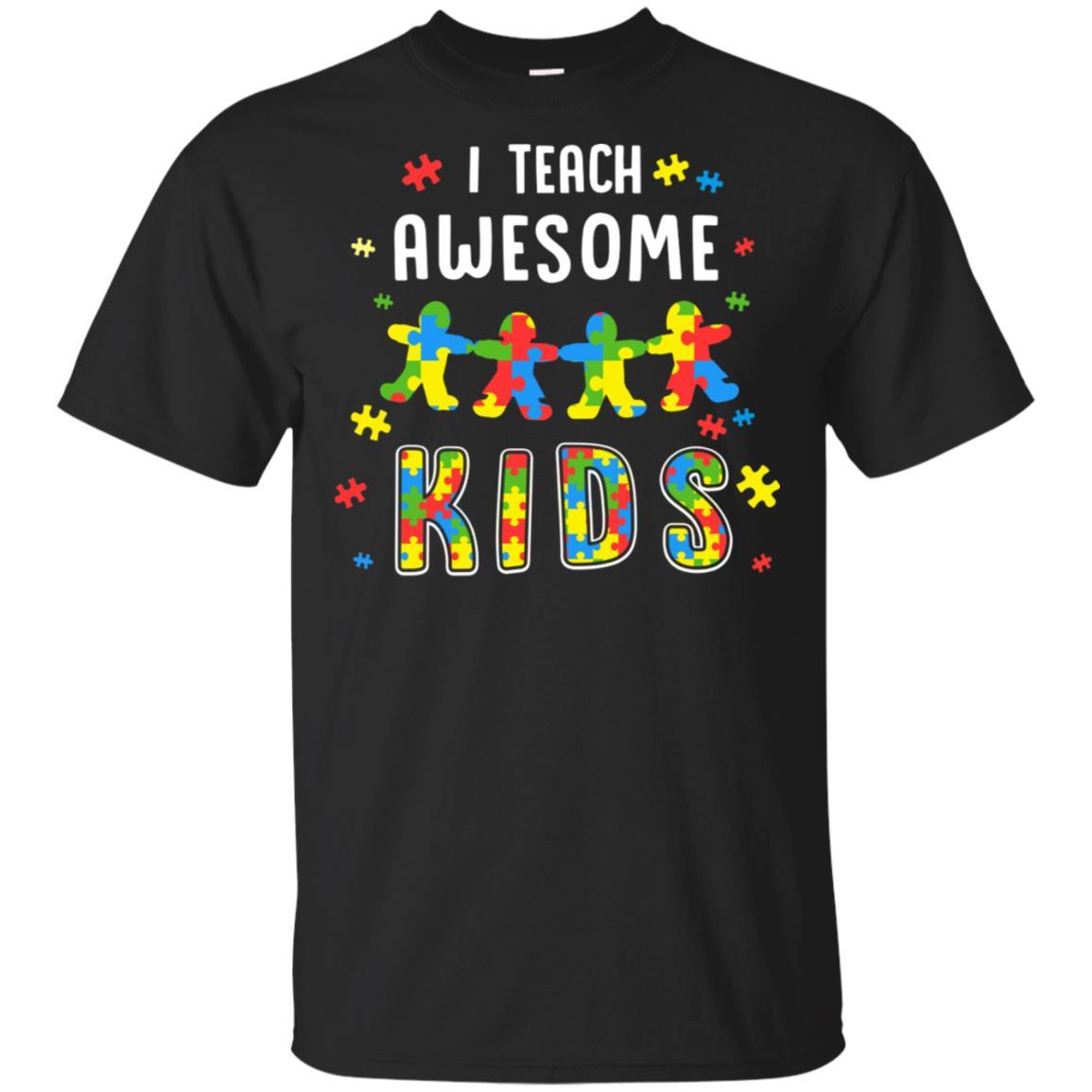 I Teach Awesome Kids Autism Awareness Puzzle Teacher-T-Shirt & Hoodie-Classic T-Shirt-Black