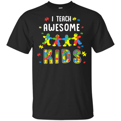 I Teach Awesome Kids Autism Awareness Puzzle Teacher-T-Shirt & Hoodie-Classic T-Shirt-Black