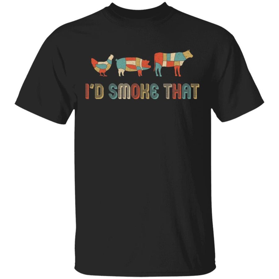 I'd Smoke That Fun BBQ Barbecue Smoker Chef Gift Vintage-T-Shirt & Hoodie-Classic T-Shirt-Black