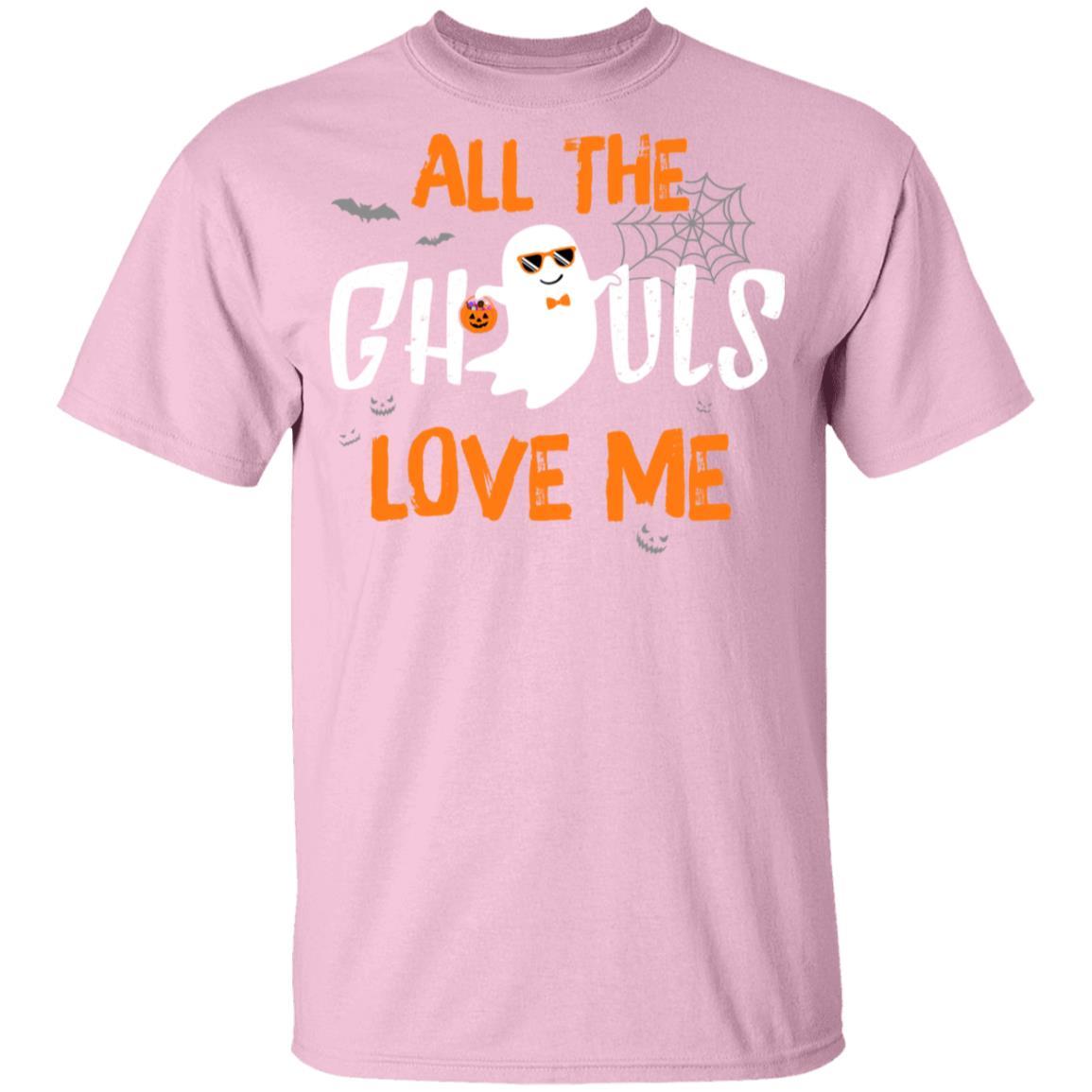 All The Ghouls Love Me Funny Halloween Kids Boy Girl Youth-Youth Shirt-Youth T-Shirt-Light Pink