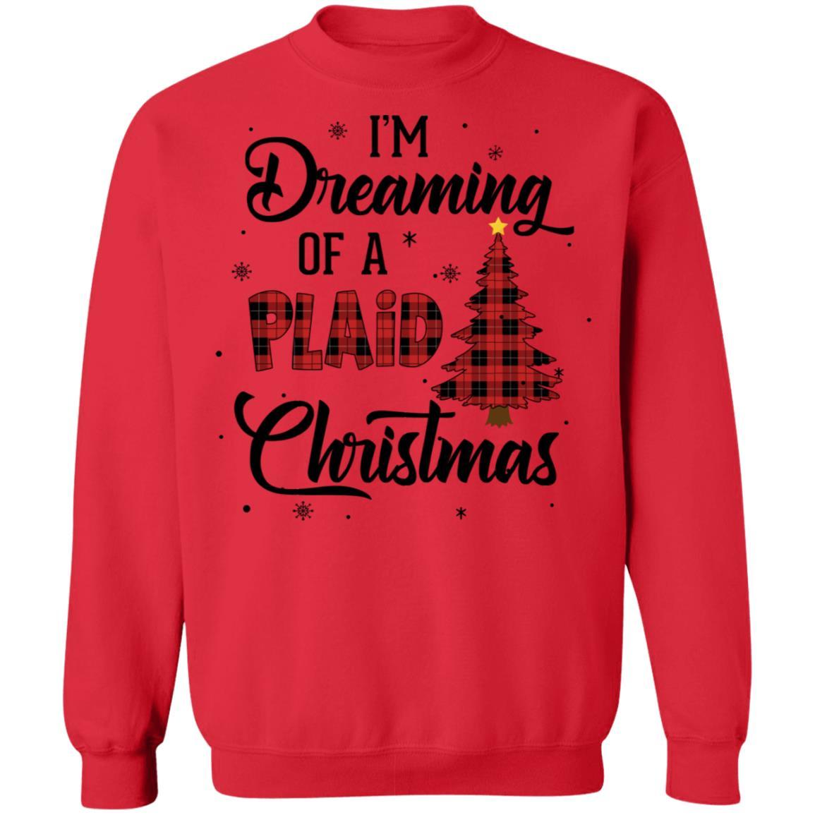 I'm Dreaming Of A Plaid Christmas Xmas Buffalo Plaid-T-Shirt & Sweatshirt-Crewneck Sweatshirt-Red