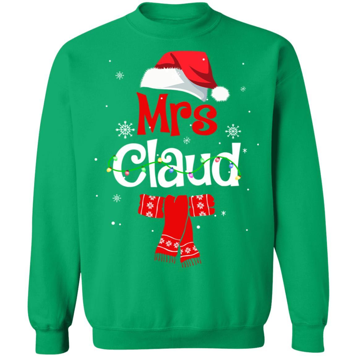 Mrs Claus Daddy Claus Mama Claus Family Pajamas Christmas-T-Shirt & Sweatshirt-Crewneck Sweatshirt-Irish Green