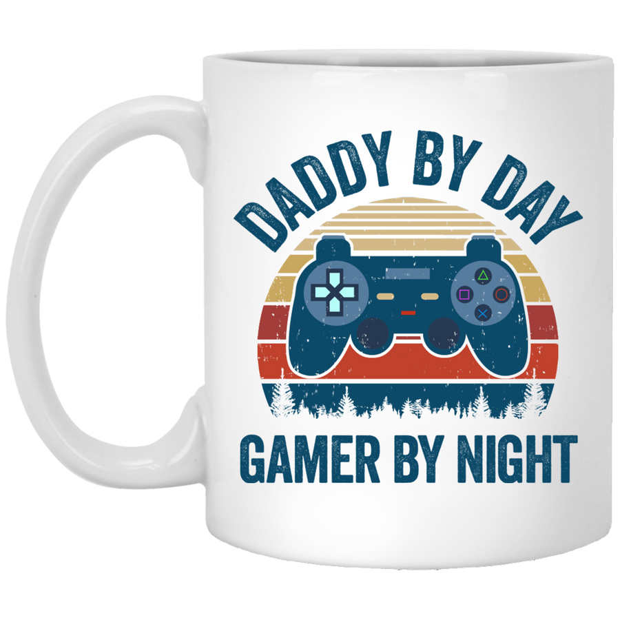 Daddy By Day Gamer By Night Funny Video Game Mug-Coffee Mug-XP8434 11 oz. White Mug-White