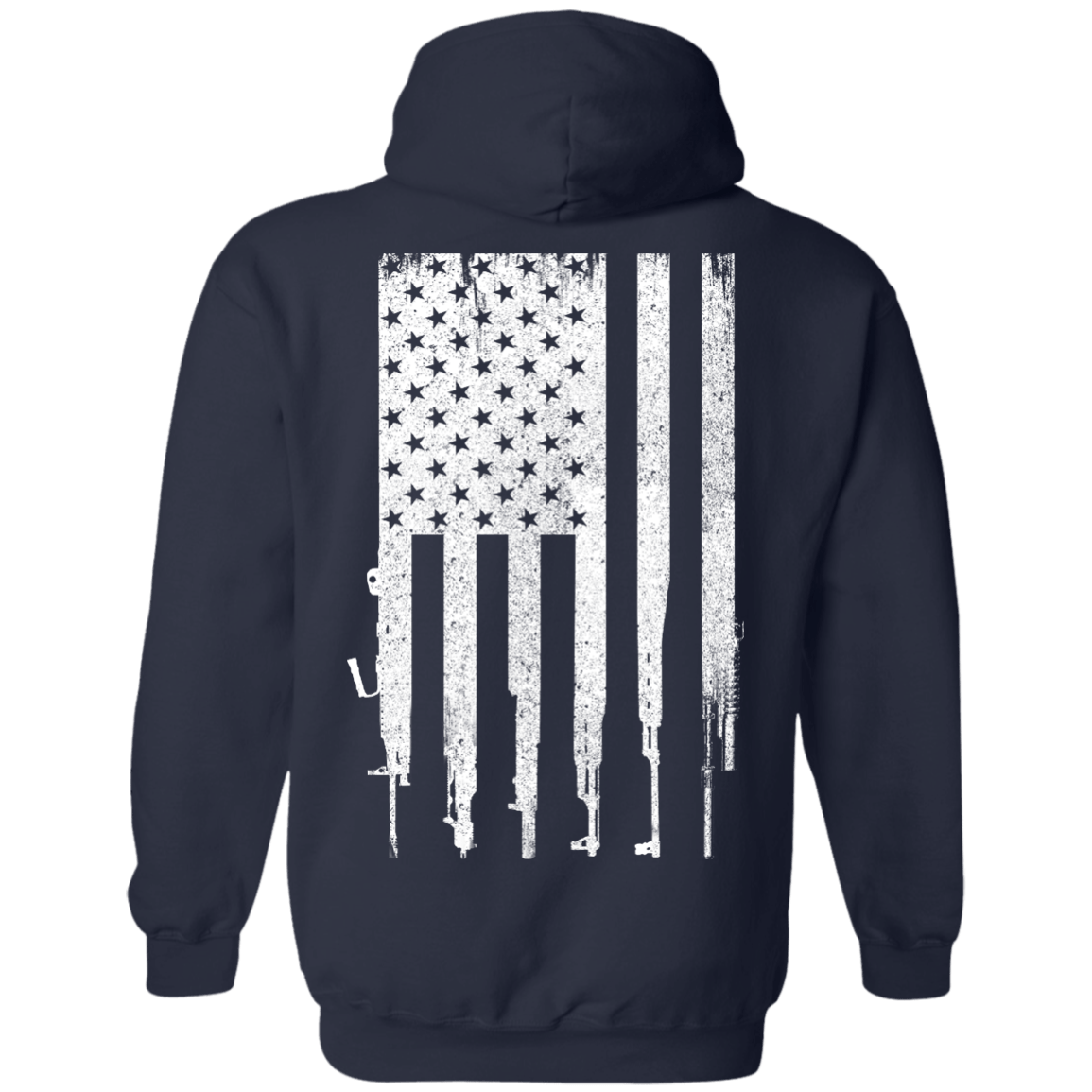 Rifle American Gun Flag-T-Shirt & Hoodie-Pullover Hoodie-Navy