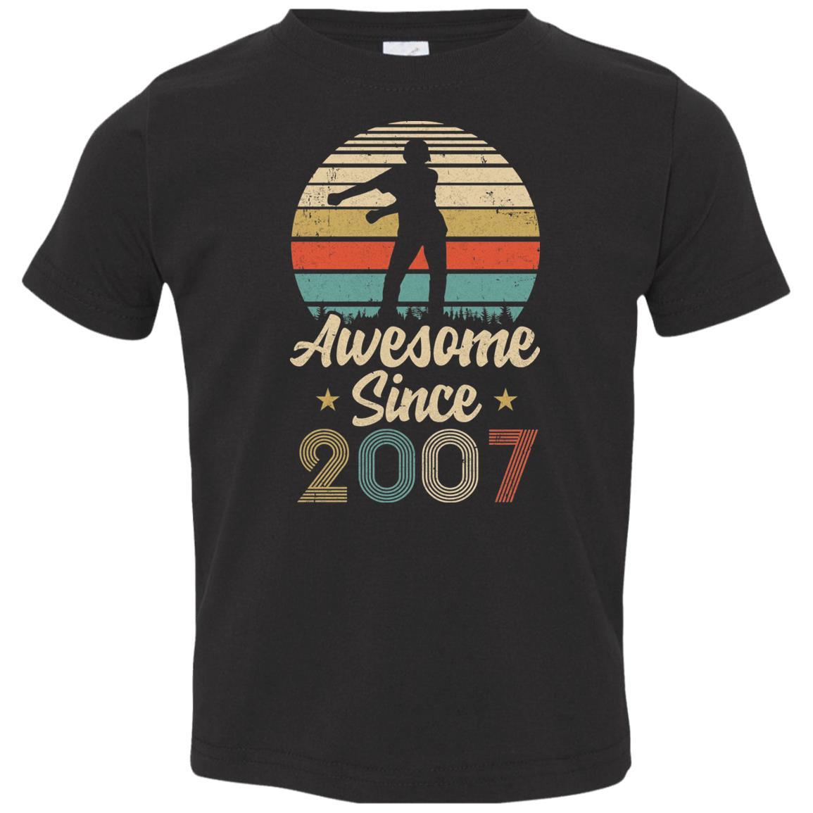 Vintage Flossing Awesome Since 2007 14th Birthday Gift Youth-Youth Shirt-Toddler T-Shirt-Black