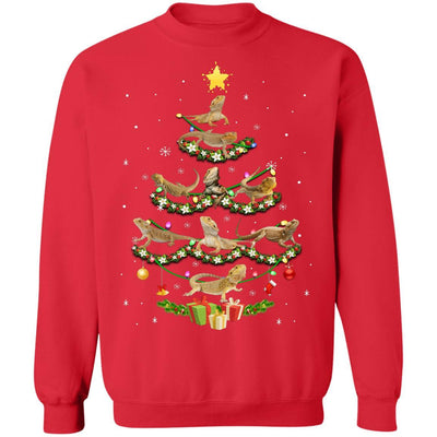 Bearded Dragon Christmas Tree Funny Reptile Lover Xmas Gifts-T-Shirt & Sweatshirt-Crewneck Sweatshirt-Red