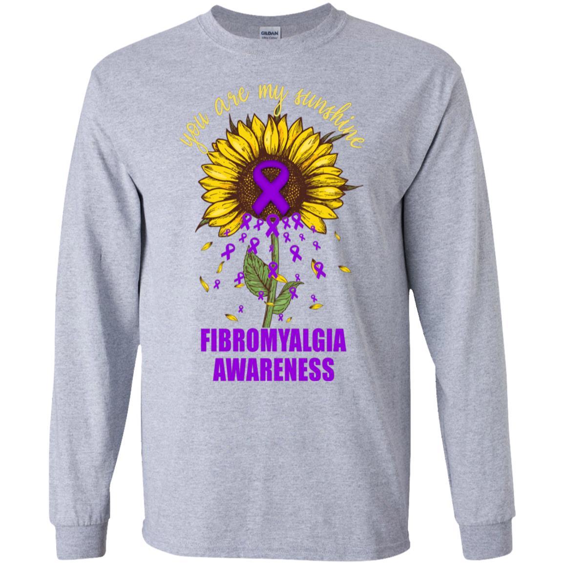 You Are My Sunshine Fibromyalgia Awareness-T-Shirt & Hoodie-Long Sleeve T-Shirt-Sport Grey