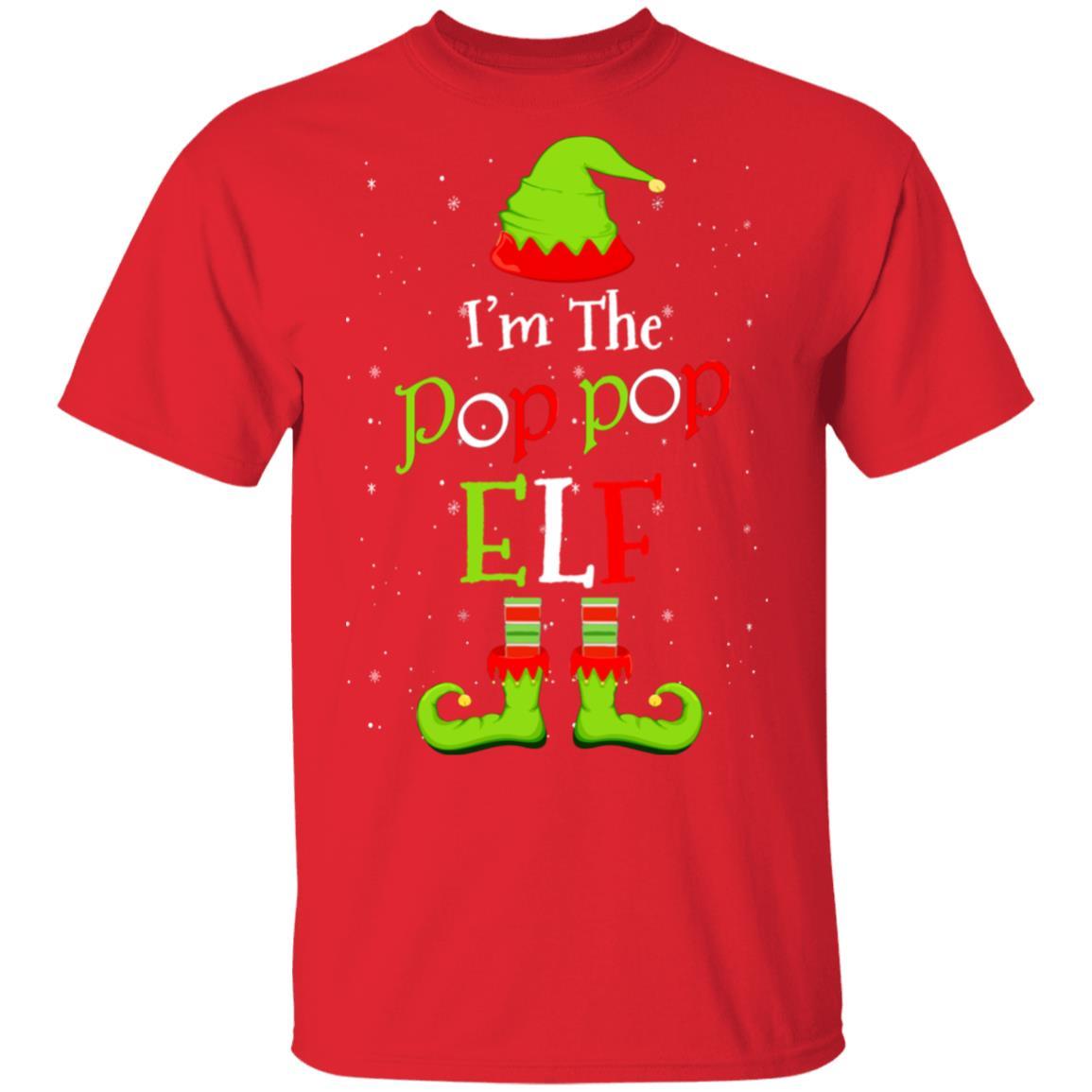 I'm The Pop Pop Elf Family Matching Funny Christmas Group Gift-T-Shirt & Sweatshirt-Classic T-Shirt-Red