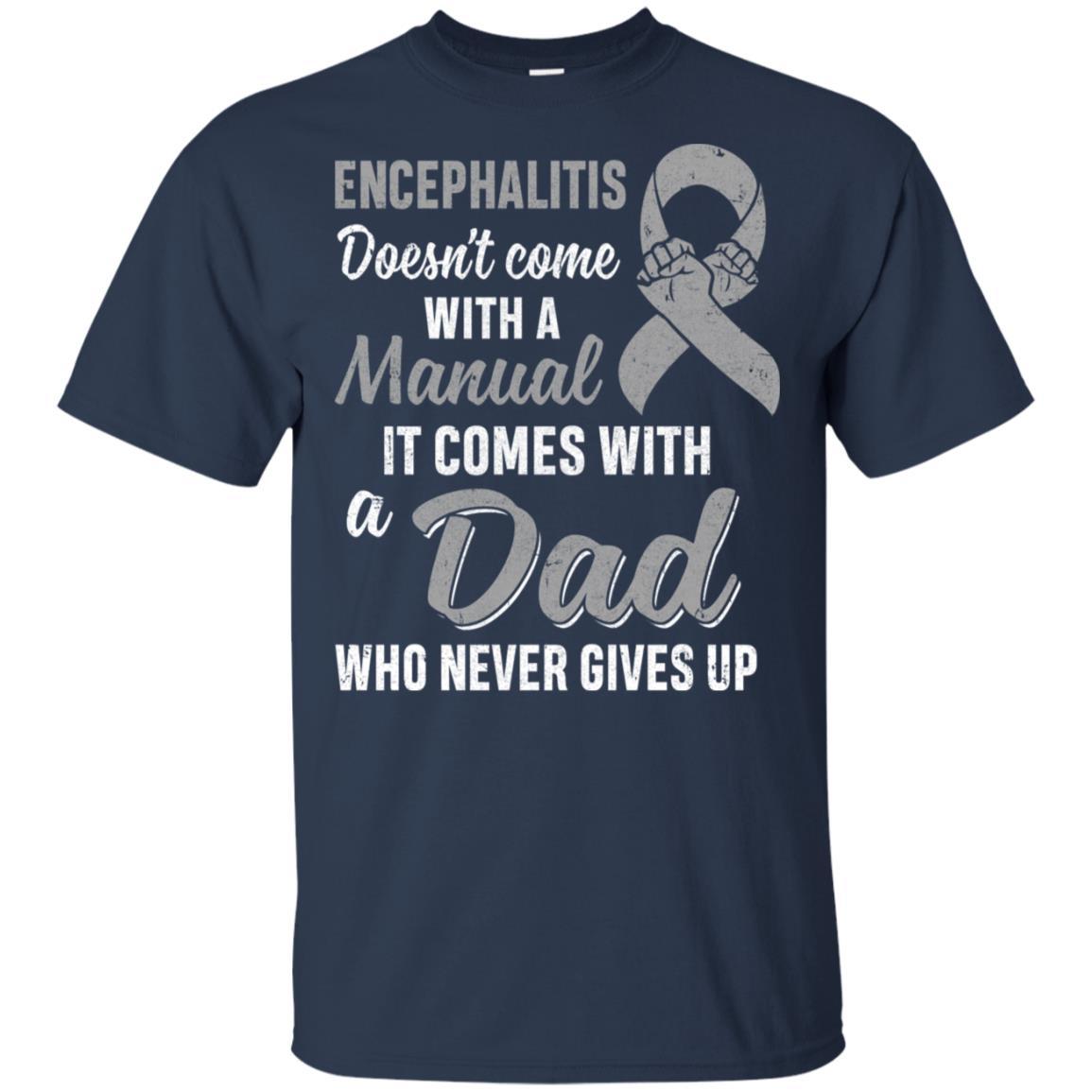 Encephalitis Awareness Dad Warrior Gifts-T-Shirt & Hoodie-Classic T-Shirt-Navy