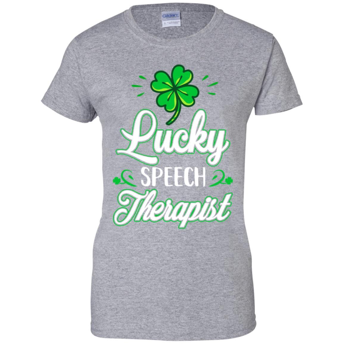 Lucky Speech Therapist St Patricks Day School Teacher-T-Shirt & Hoodie-Women's T-Shirt-Sport Grey