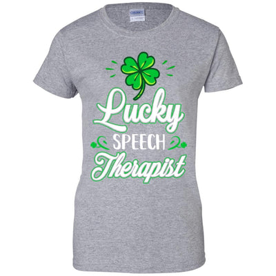 Lucky Speech Therapist St Patricks Day School Teacher-T-Shirt & Hoodie-Women's T-Shirt-Sport Grey