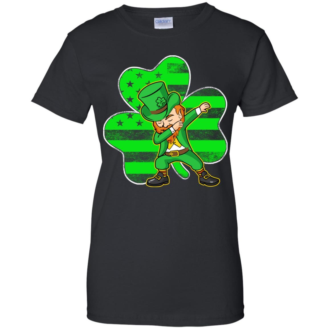 St Patricks Day Leprechaun Dabbing Dab American Flag-T-Shirt & Hoodie-Women's T-Shirt-Black