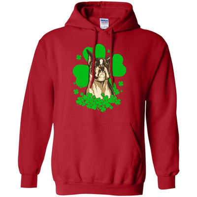 Boxer St. Patrick's Day Clovers-T-Shirt & Hoodie-Pullover Hoodie-Red