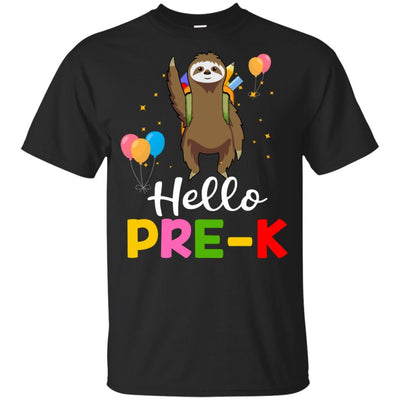 Funny Hello Pre-K Gift Back To School Sloth Gift Youth-Youth Shirt-Youth T-Shirt-Black