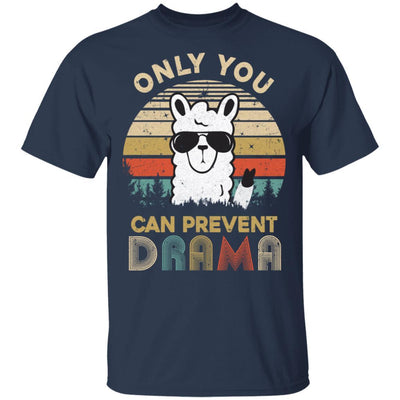 Only You Can Prevent Drama Llama Camping Vintage Funny Gift-T-Shirt & Hoodie-Classic T-Shirt-Navy