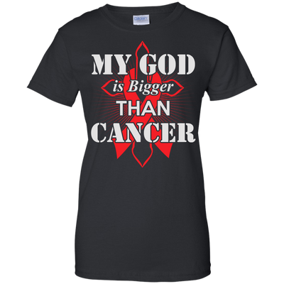 My God Is Bigger Than Cancer Red Awareness Ribbon-T-Shirt & Hoodie-Women's T-Shirt-Black